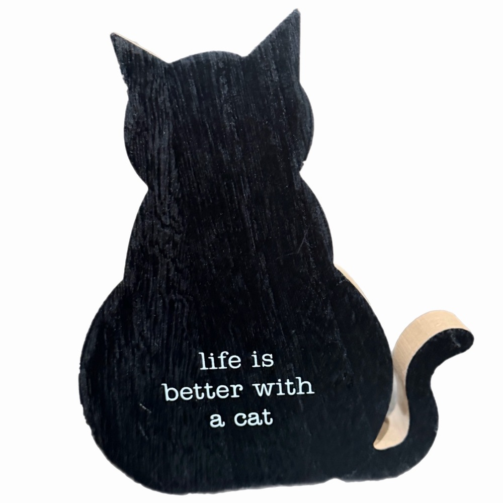 Charming Wooden Black Cat Silhouette Decor